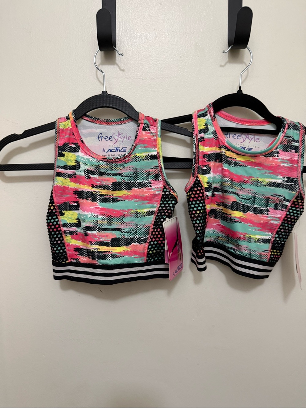Freestyle Revolution 2 Neon Brushstroke Sports Bra - Pink, Green, Yellow, Black